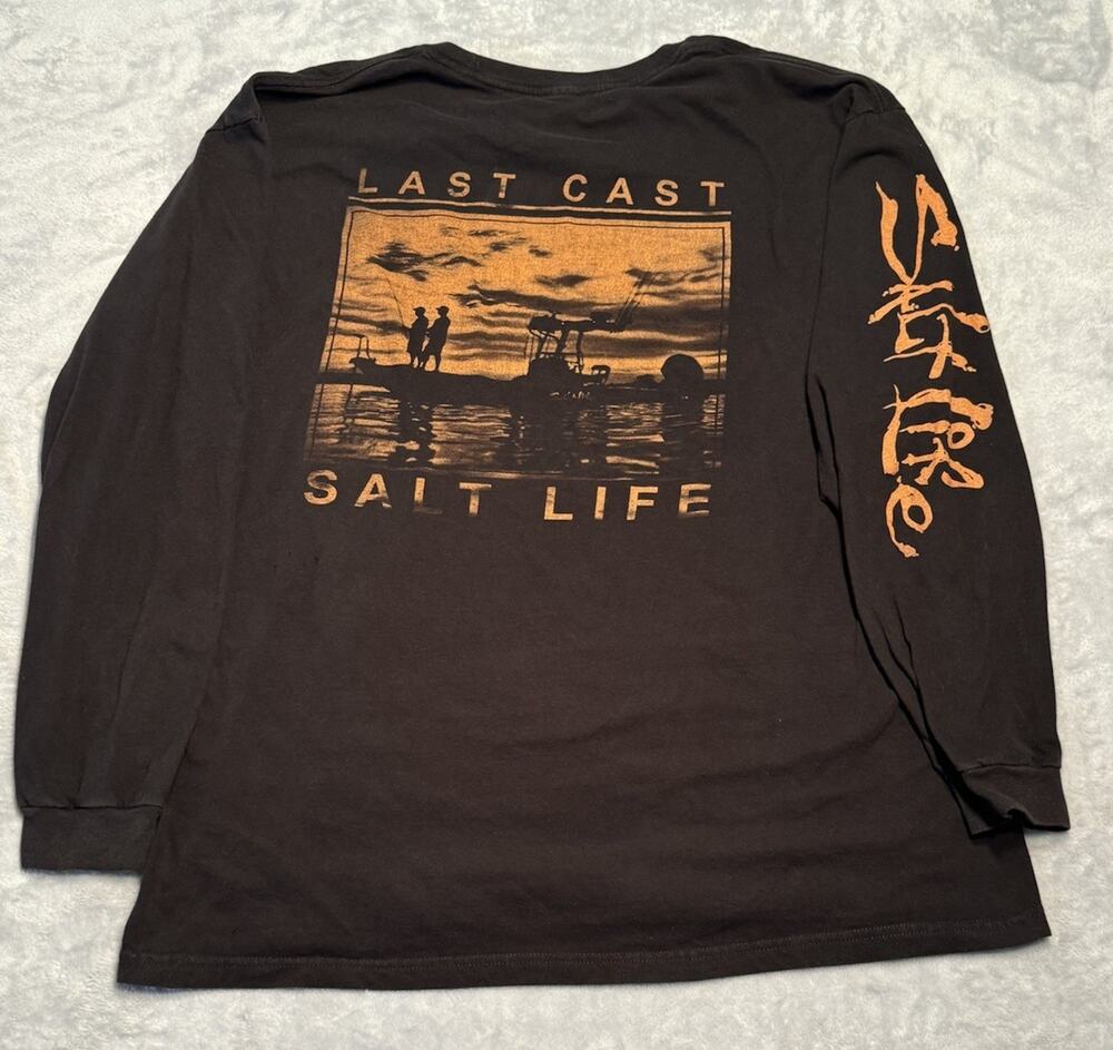 2XL Salt Life Shirt Black Last Call Logo Long Sleeve Graphic Tee T-Shirt Fishing